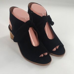 NWT Bernardo Luna Black Suede Booties Sandals Bow